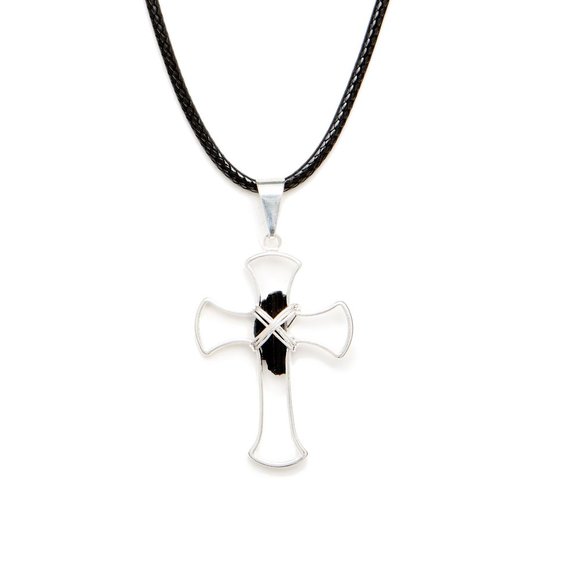 NEW! Tourmaline Chunk Cross Necklace - Picture 7 of 8